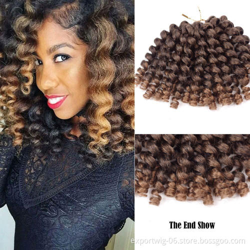 Cheap 8'' Jumpy Wand Curl Jamaican Bounce Synthetic Braiding Hair Extension Crochet Curly Braid Hair